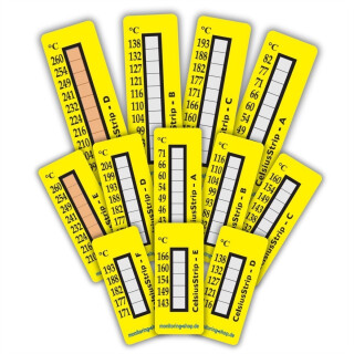CelsiusStrip® hőmérőcsík 40 °C – 138 °C – Egyszeri használatra és öntapadó